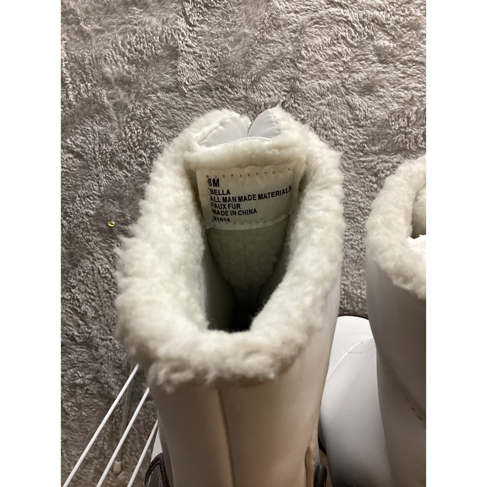 White Black Patent Faux Fur Lined Winter Boots‎ Women's Size 8M - Picture 6 of 6